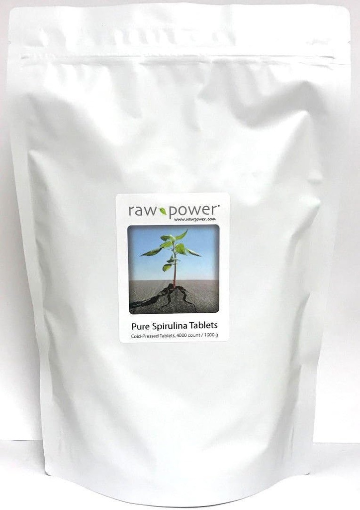 Raw Power Spirulina Cold-Pressed Tabletler Bulk Kilo Bag 4000 Kont 250 mg Tablet 1000g Total Organics