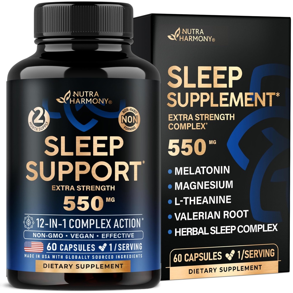 Yetişkinler için uyku Pilleri - Melatonin 3 mg | Valerian Root for Sleep | L-Theanine | Magnezyum - Doğal Uyku Yardımı Tamam - ABD'de Yapılacaklar - 1/gün, 2 Ay Supply