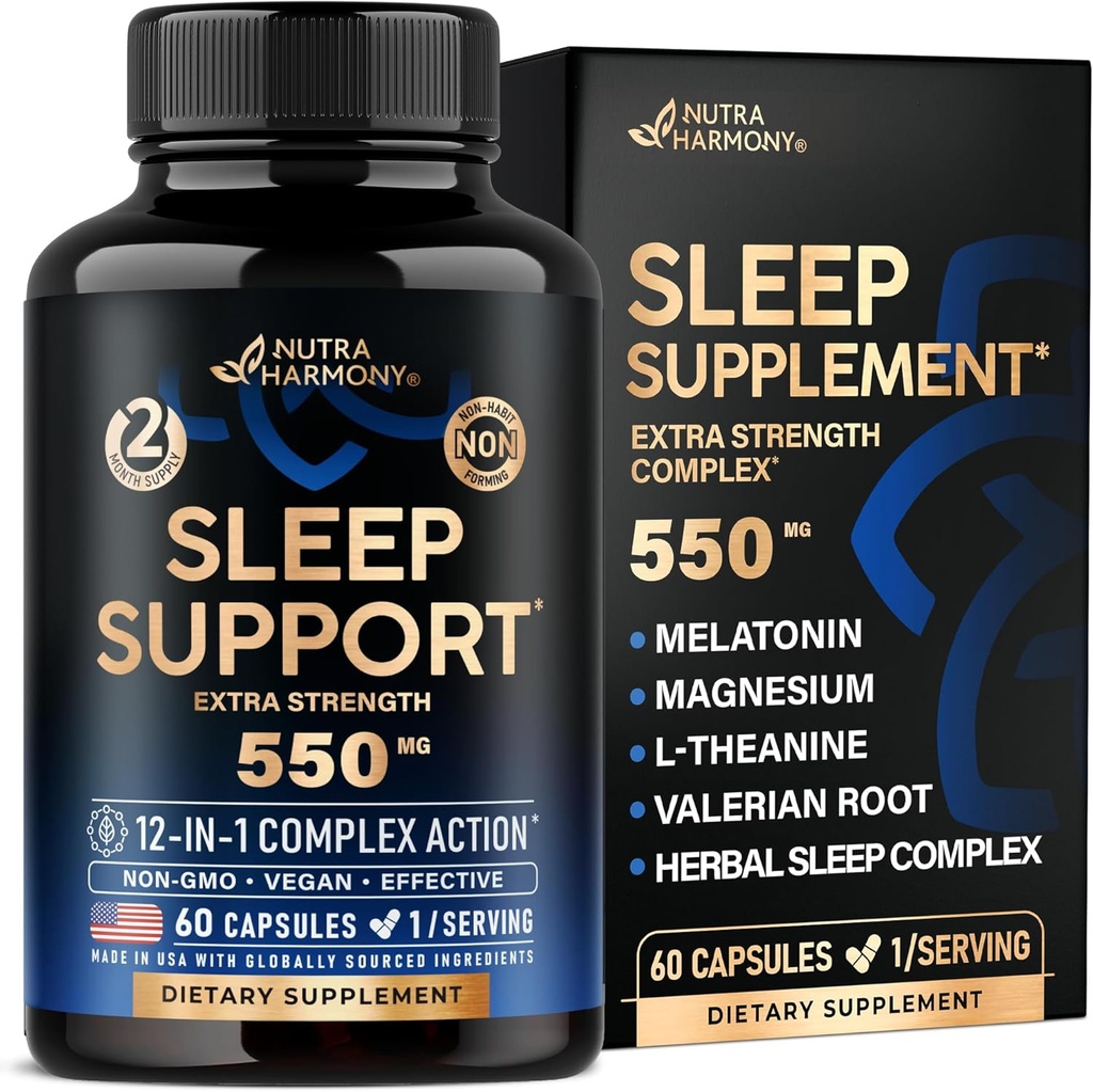 Yetişkinler için uyku Pilleri - Melatonin 3 mg | Valerian Root for Sleep | L-Theanine | Magnezyum - Doğal Uyku Yardımı Tamam - ABD'de Yapılacaklar - 1/gün, 2 Ay Supply