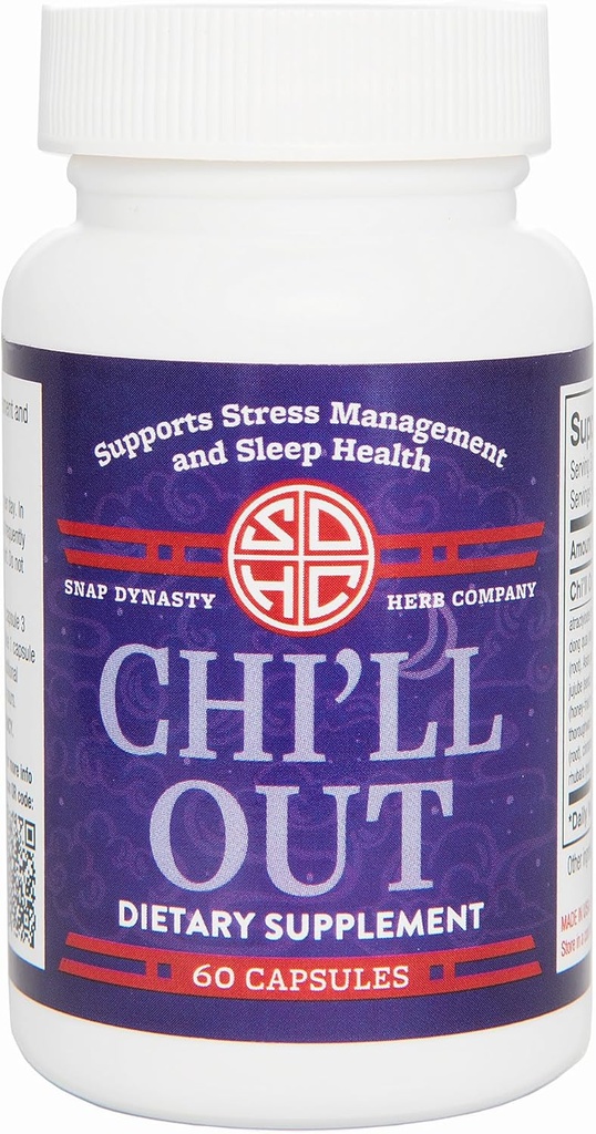 Snap Dynasty Chi'll Out - 60ct Capsules, 1 Paket - Bitki Temel Tamam, Uyku ve Stres için Sedat Desteği, Doğal Destek Uyku Sağlığı ve Stres Yönetimi
