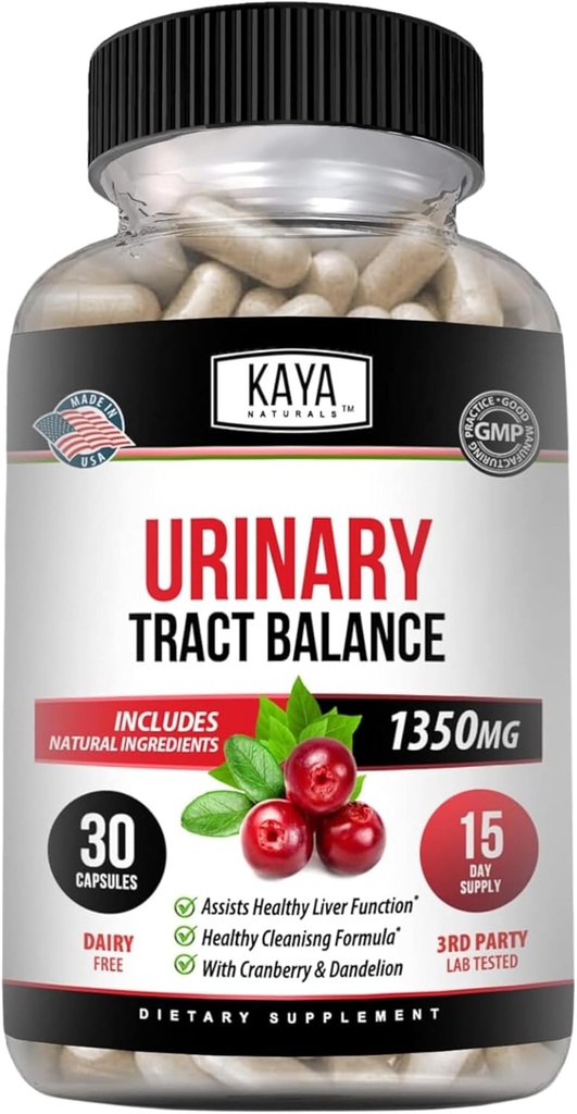 Kaya Naturals - D-Mannose - Urinary Tract UT Cleanse & Bladder Health - Made with Cranberry, Hibiscus & Dandelion Root - D Mannose Capsules Cranberry Supplement - 30 Veggie Capsules