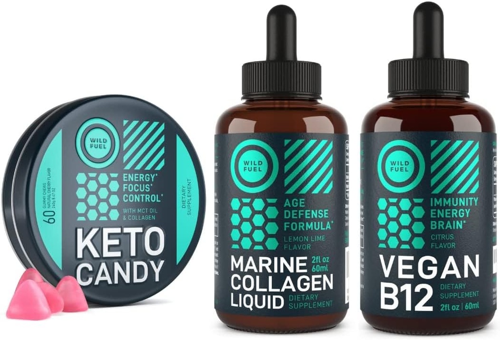 WILD FUEL Keto Gummies, Marine Collagen ve Vegan B12 Wellness