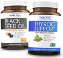 Tiroid Desteği ve Siyah Tohum Yağı (1-Month Supply) Black Seed Yourroid Boost - Tiroid Desteği (60 Capsules) Health Supplement & Black Seed Oil (60 Capsules) Cold-Pressed Nigella Sativa - Non-GMO