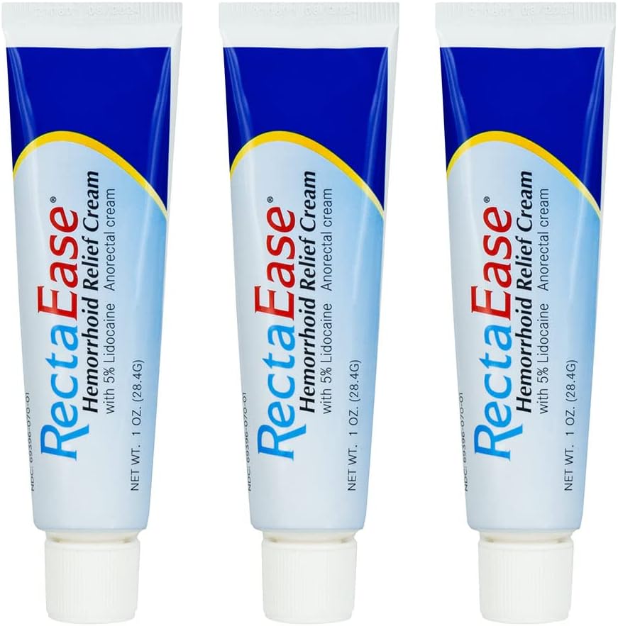 Globe RectaEase% 5 Lidoka (3 Pack) Hemorrhoid Relief Cream 1 oz Tube, Anorectal Cream, Hızlı Numbing Relief, Hemorrhoid Tedavisi Itch and Burn