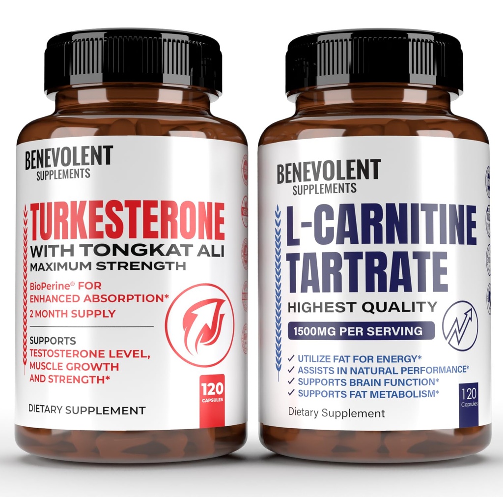 Turkesterone 8,000 mg [En yüksek boy) + Premium L-Carnitine Tartrate Supplement - Tongkat Ali ile Yüksek Apsiyon Tamam - Stamina, Lean Muscle Büyüme, Support Metabolism & Natural Ener