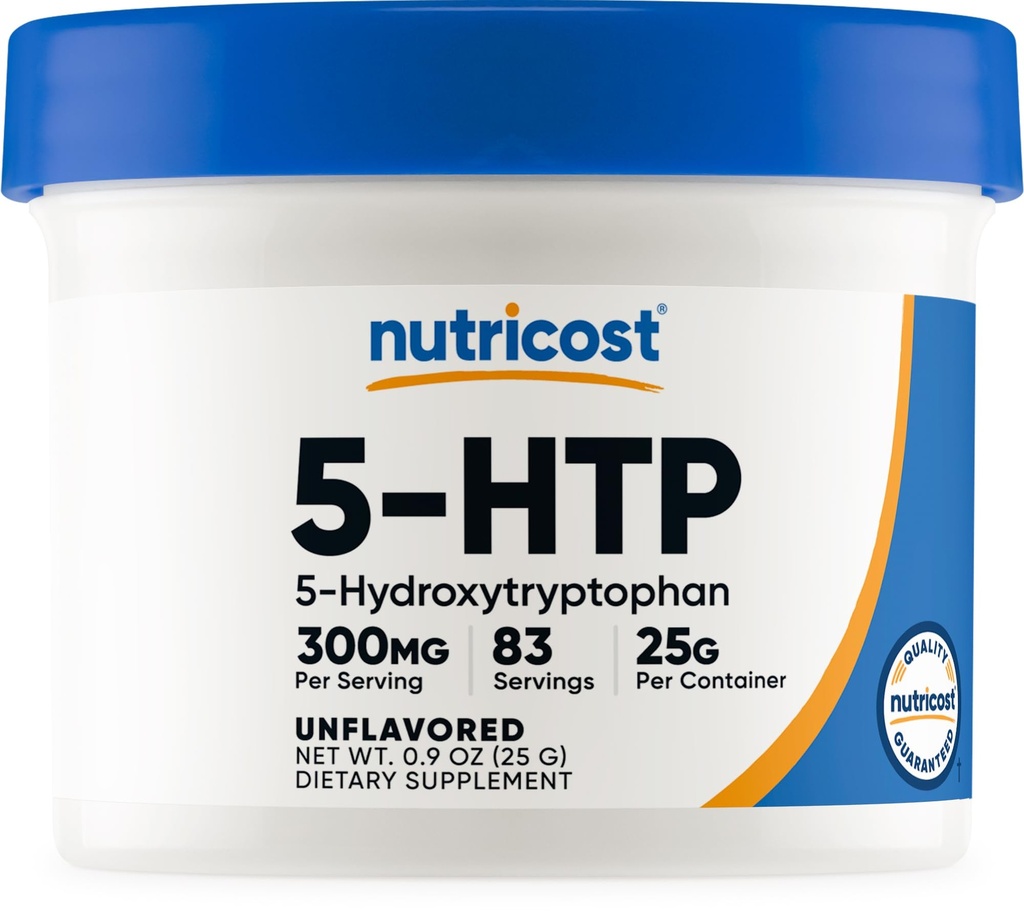 Nutricost 5-HTP σκόνη 25 γραμμάρια (300mg ανά υπηρεσία) - Χωρίς γλουτένη & μη-GMO, καθαρό 5-htp