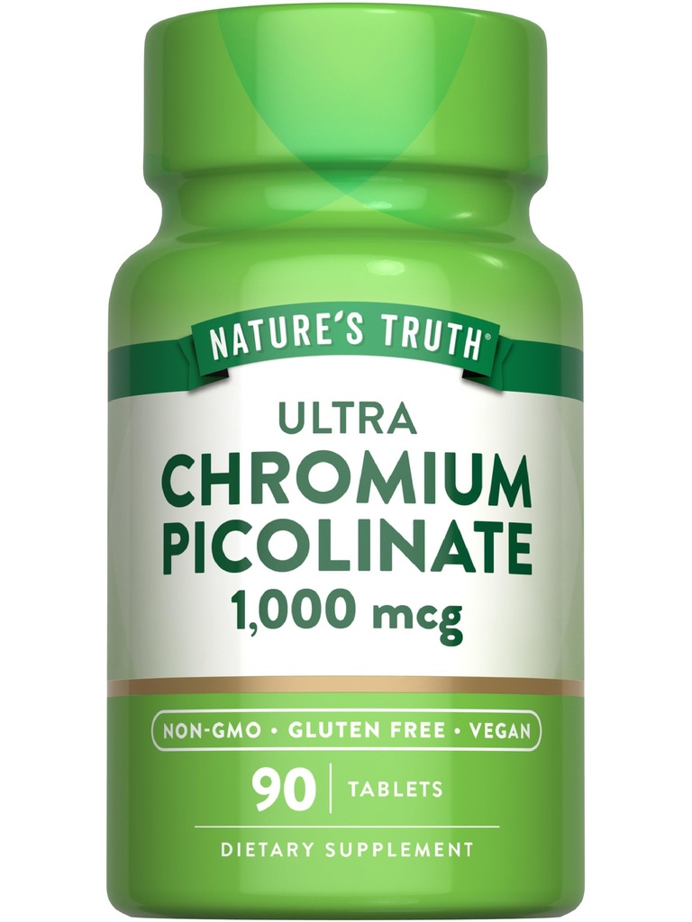 Nature's Truth Ultra Chromium Picolinate 1000 Live | 90 Tablet | Vegan, Non-GMO & Gluten Free Supplement