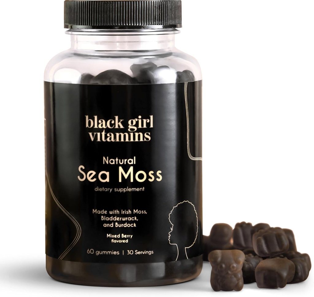 Black Girl Vitamins | Sea Moss Gummies - İrlandalı SeaMoss with Bladderwrack & Burdock - 60 Kont