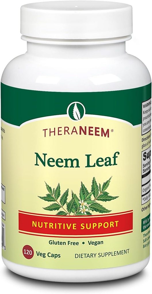 THERANEEM Neem Leaf Capsules - Antioksis ve More - Vegan, Gluten Free, 60 Day Garanti - 120 Hizmet, 120 VegCaps