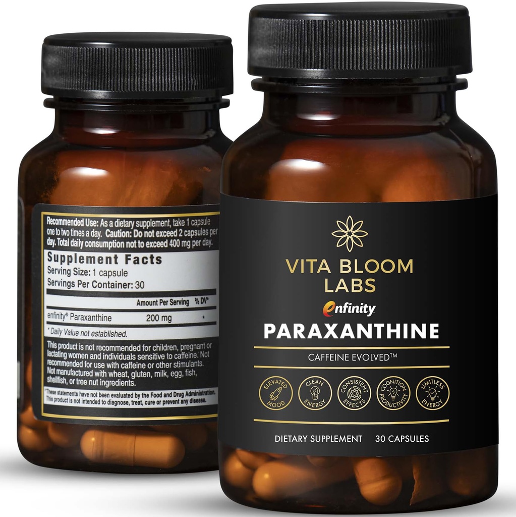 Enfinity Paraxanthine Capsules, Clean Energy & Focus, Caffeine Alternative | 200 mg per Capsule | USA, GMP sertifikalı, Non-GMO, Kosher