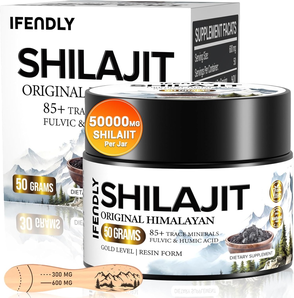 Shilajitwear, Erkekler ve Kadınlar için Shilajit Organik - 600 mg Potency Gold Grade, 85+ Trace Minerals, Fulvic & Humic Acid, Stamina için, Immunity & Strength, 83 Hizmetler (50g)