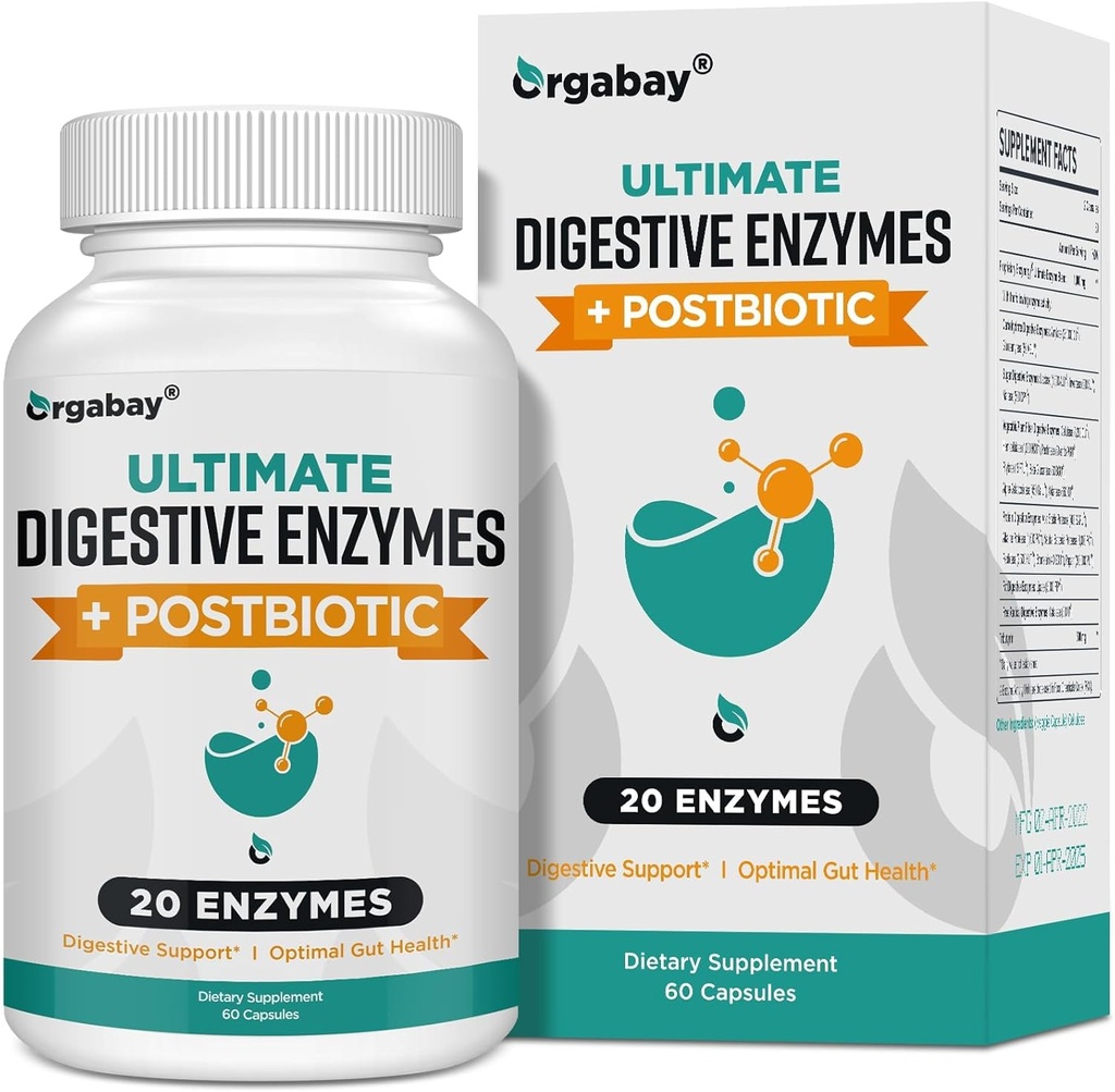 Orgabay, Postbiyotiklerle 1000 mg, Bloating, Optimal Digestion ve Gut Function, 60 Veggie Capsules