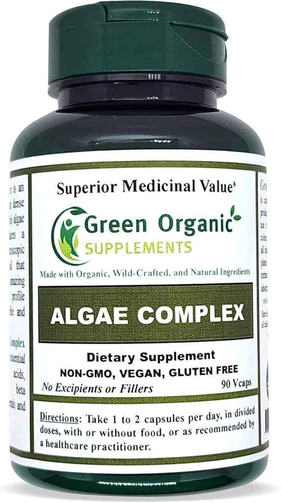 Algae, Fucoidan, Blue Green Algae, Kelp, Bladderwrack, Chlorella, Spirulina, İrlandalı Moss, Dulse, 90 VCaps, High Absorbable, Non-GMO, Gluten-Free (Single)