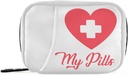 Pill Organizer Cross Red Heart Pill Box 7 Day Pill Case Bag Travel Pill Organizer Bag with Surface Portable Weekly Case Compact Boyut for Vitamin Supplement Sahibi