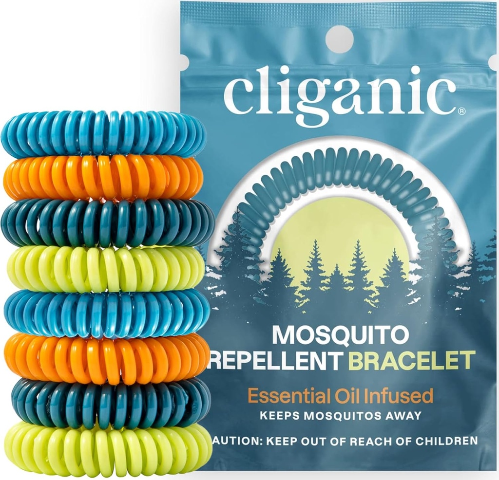 Cliganic 20 Pack Mosquito Repellent Βραχιόλια για ενήλικες & παιδιά - Φυσικό DEET-Free Μπάντες, μεμονωμένα τυλιγμένα