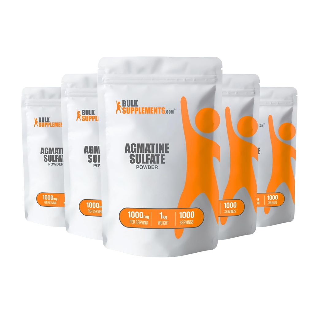 BulkSupplements.com Αγκματίνη Θειική σκόνη - Συμπλήρωμα οξειδίου του αζώτου, Αγκματίνη Sulfate 1000mg - Χωρίς γεύση & Γλουτένη, 1000mg ανά Σερβίρισμα, 5kg (11 lbs) (Συσκευασία των 5)