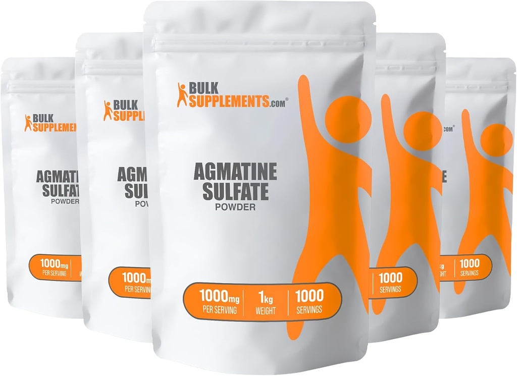 BulkSupplements.com Agmatine Sulfate Powder - Nitric Oxide Supplement, Agmatine Sulfate 1000mg - Unflavored & Gluten Free, 1000mg per Serving, 5kg (11 lbs) (Pack of 5)