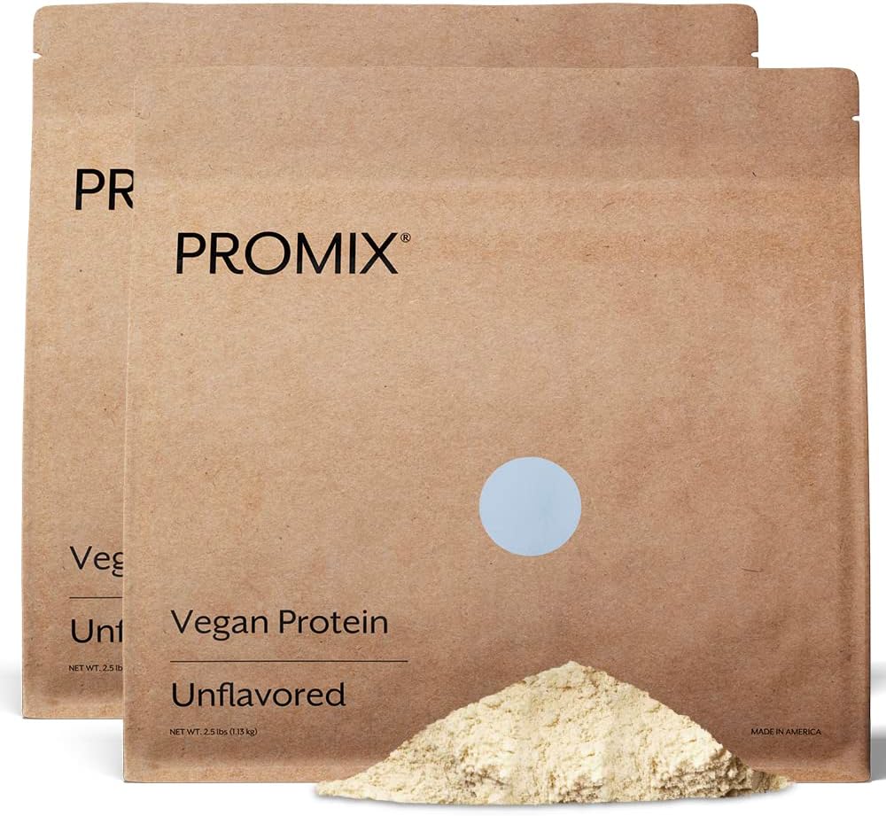 ProMix Beslenme Plant-Based Vegan Protein Toz, Unflavored - Pea Protein & Vitamin B-12 - post Workout Fitness & Beslenme Shakes, Smoothies, Baking & Cooking Tarifleri - 5 Pound (Pack of 2)