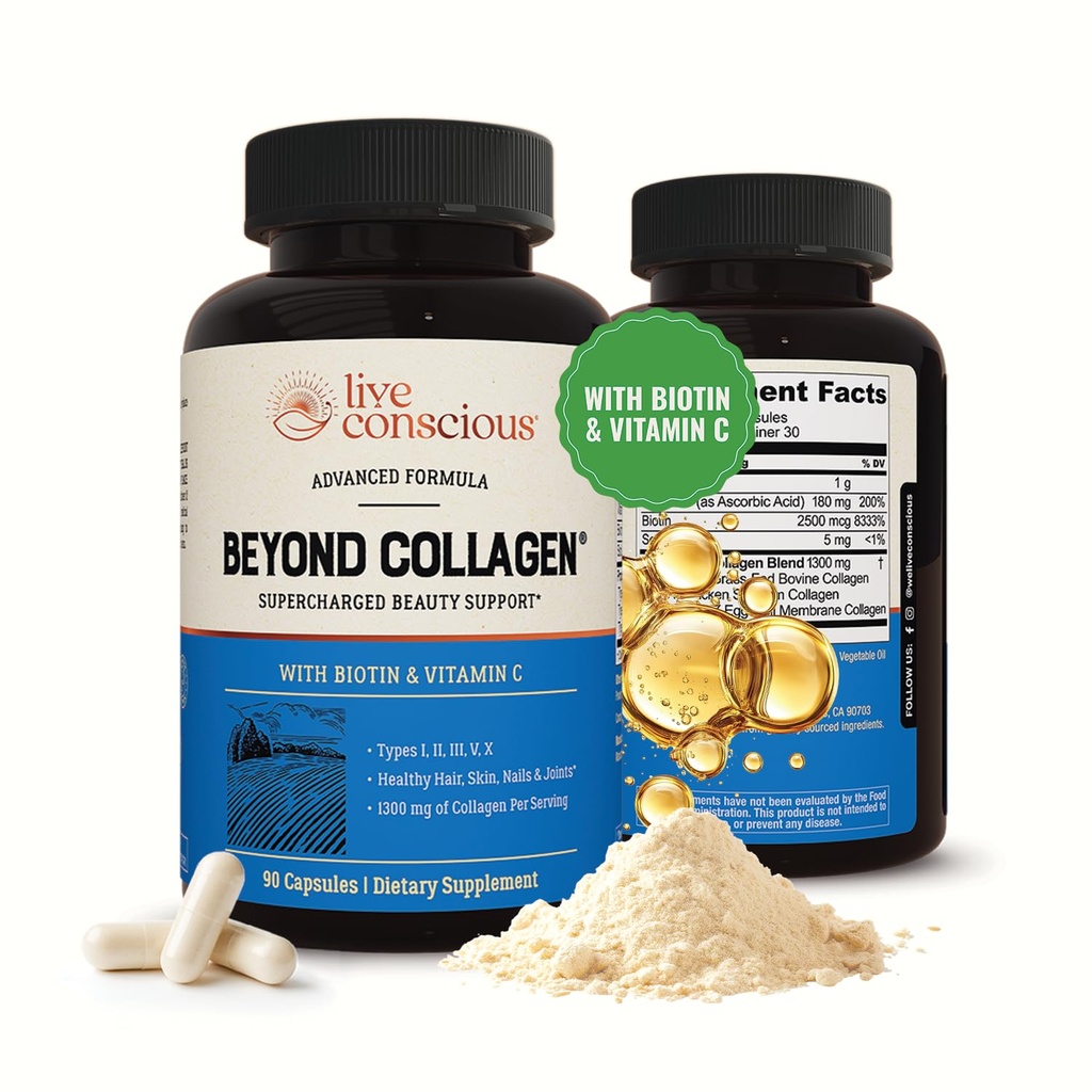 Kolajn Multi Collagen Capsules - Tip I, II, III, V & X - Saç için Biotin & Vitamin C ile Doğdu, Skin, Nails 90 Capsules
