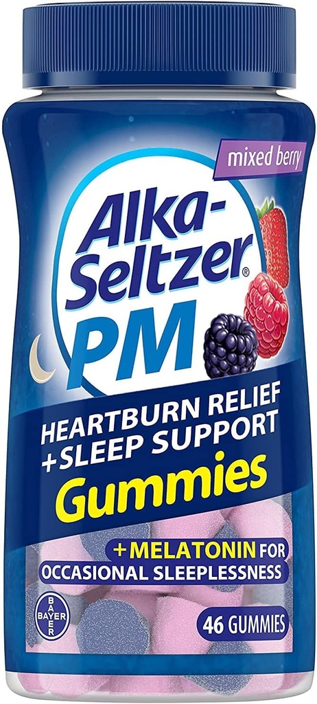 Alka-Seltzer PM Heartburn Relief + Sleep Support Gummies, 46 ct (Pack of 2)