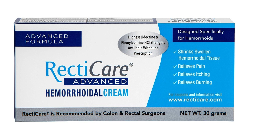 Recticare Advanced Hemorrhoidal Krem: Sıvı ve Soothe Hemorrhoids - Itch, Pain, Burn Relief - 30g Hemorrhoidal Krem ile Lidokain