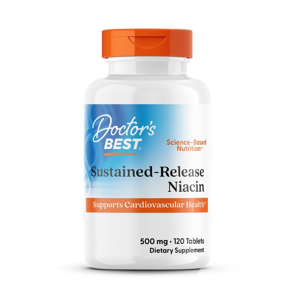 Doktorlar En İyi Sustained-Release Niacin with niaXtend, Supports Heart Health, Non-GMO, Gluten Free, Vegan 120 Tabletler