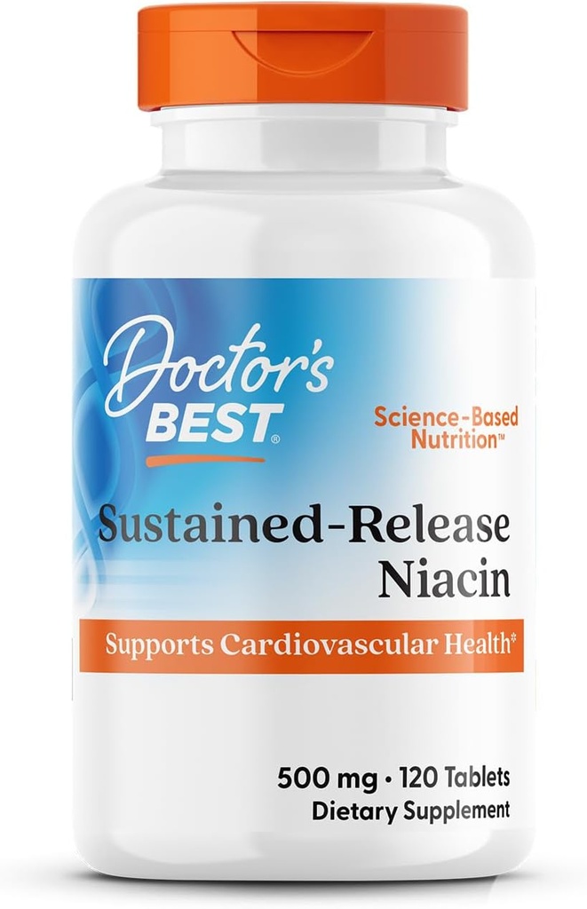 Doktorlar En İyi Sustained-Release Niacin with niaXtend, Supports Heart Health, Non-GMO, Gluten Free, Vegan 120 Tabletler