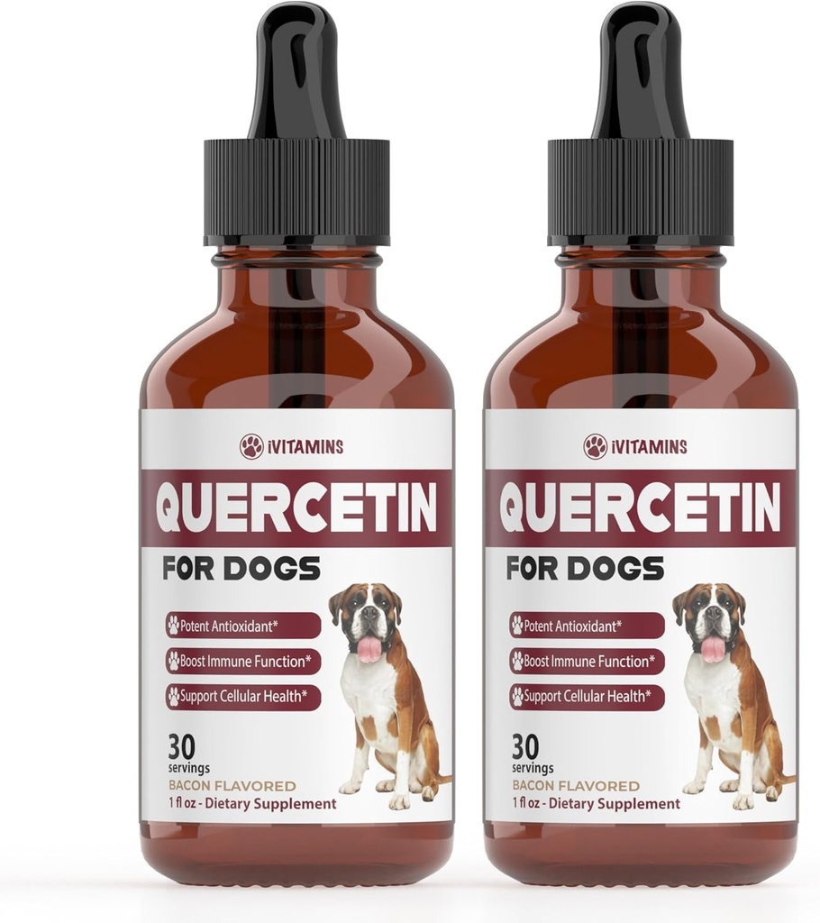 Köpekler için Quercetin | Köpek Alerjisi Yardımı | Köpek Tüm Enerjileri | Köpek Alerjileri | Quercetin | Köpek Alerji Desteği | Quercetin Dog | Dog Allergies | Quercetin Supplements | Bacon Flavor (2 Pack)