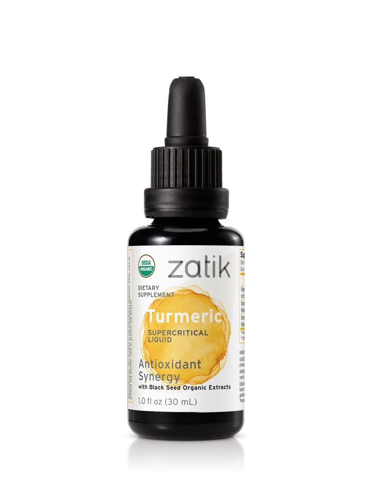Zatik Doğallar - Turmeric Superkri Synergy with Black Seed Organic CO2 Extract, Antioksi, Cold Pressed, Unrefined Oil, Vegan, Non-GMO, Organik, 1.0 fl oz.