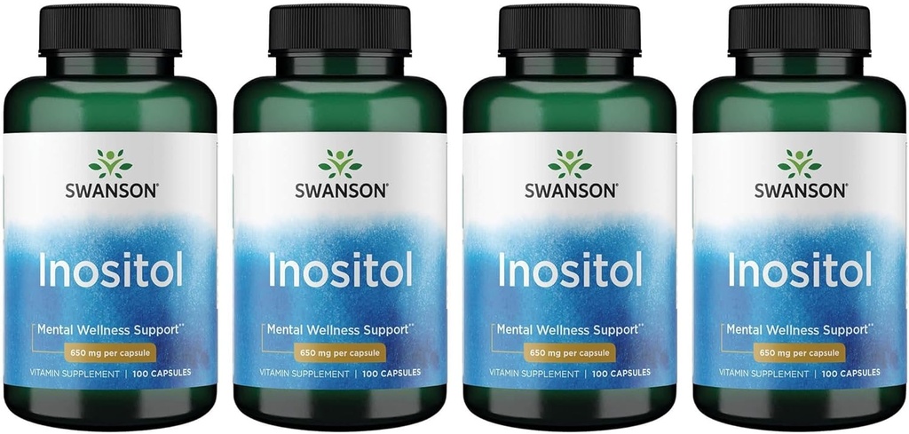 Swanson Inositol 650 Milligrams 100 Capsules (4 Pack)