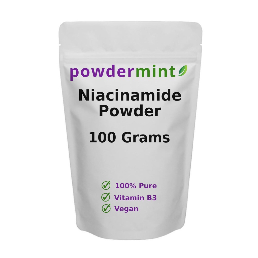 Niacinamid Toz (Vitamin B3) Pure Niacin Toz 500 mg Flush-Free Supplement (100 Grams)
