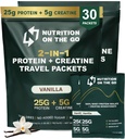 Διατροφή On The Go Whey Protein Isolate πακέτα με Creatine – 25g πρωτεΐνη + 5g Creatine – Single-Serve Travel Protein Powder – Βανίλια (30-Pack)