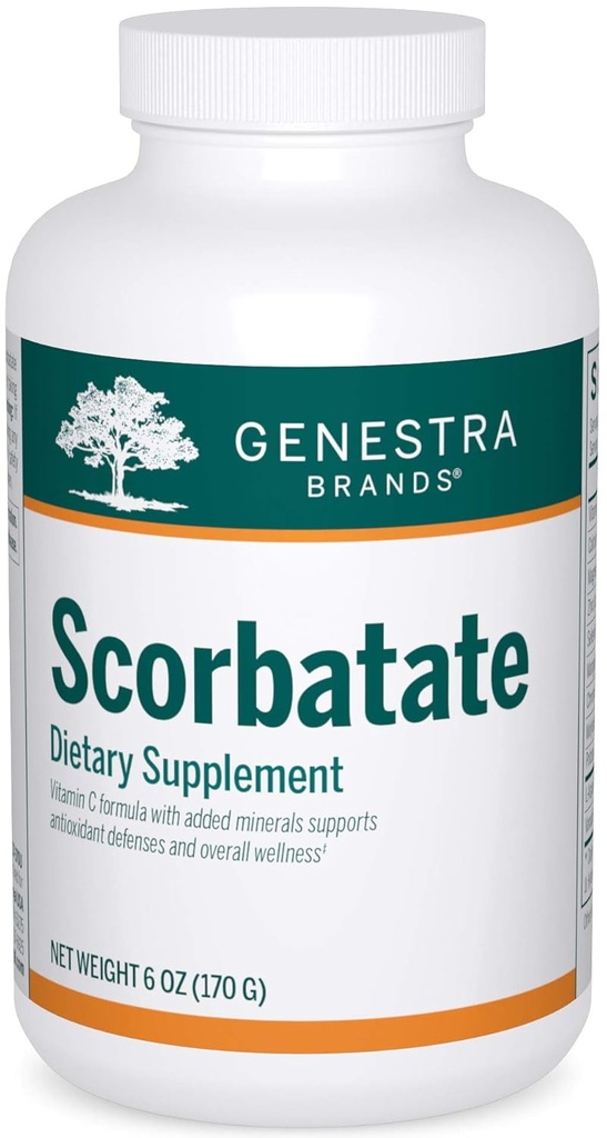 Genstra Brands Scorbatate | Vitamin C Kombine Kemikleri, Cilt, Kaslar, Immunity ve Normal Yarayı Geliştirme | 6 Ounces