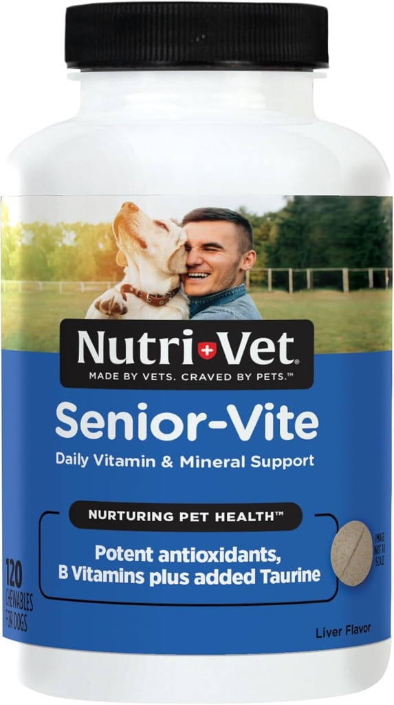 Nutri-Vet Senior-Vite Multivitamin, συμπληρώματα σκύλου, ανοσοποιητική υποστήριξη, Pet προμήθειες, βιταμίνες για σκύλους, Senior Essentials, Made in USA, Multivitamin for Pets, 120 Count