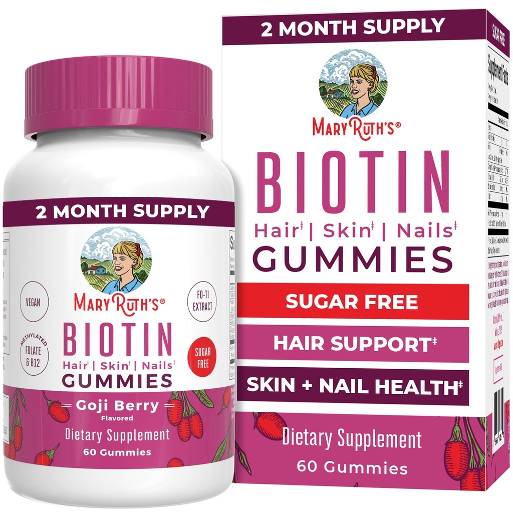 MaryRuth Organics Biotin Gummies | Sugar Free | Vegan | Non-GMO | 2500 mcg Biotin Supplement | Saç Skin ve Nails Vitaminleri | Saç Büyüme Vitaminleri | Saç Büyüme Tamam | 60 Kont