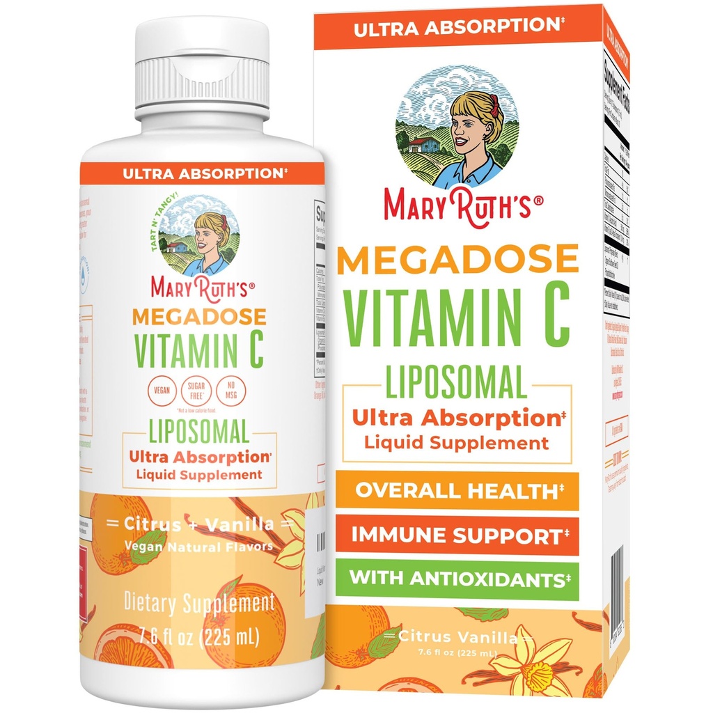 MaryRuth Organics Liposomal Vitamin C | Immune Support Supplement | Megadose Vitamin C Supplement 500 mg | Skin Care | Sıvı Vitamin C | Vitamin E | Vegan | GMO | 30 Hizmet