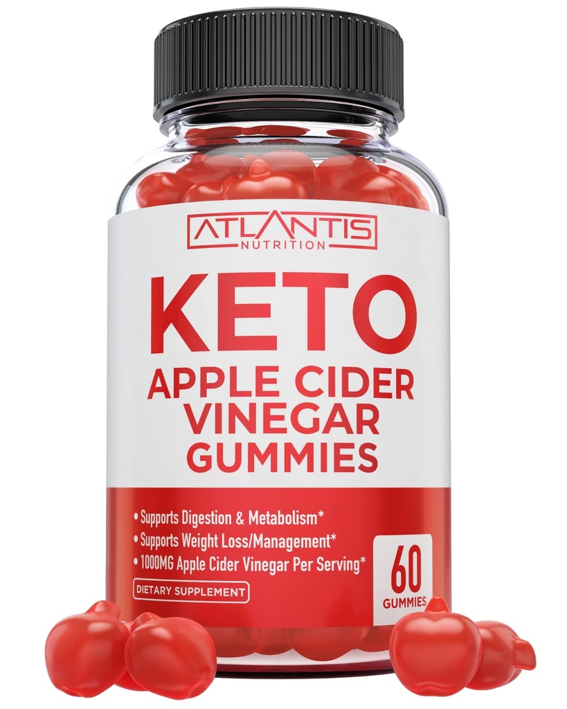 Διατροφή της Ατλαντίδας Keto ACV Gummies για την απώλεια βάρους - Μηλίτη Ξύδι Ξύδι για την υποστήριξη Σύνθετη απώλεια βάρους, Digestion, Detox & Καθαρισμός, Made with 1000MG ACV Per Serving - 60 Count