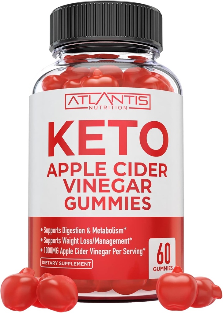 Kilo kaybı için Atlantis Beslenme Keşfetleri - Apple Cider Vinegar Gummies Gelişmiş Kilo Kaybını Desteklemek için formüle edildi, Digestion, Detox & Cleansing, 1000MG ACV Per Servisi ile Made with 1000MG