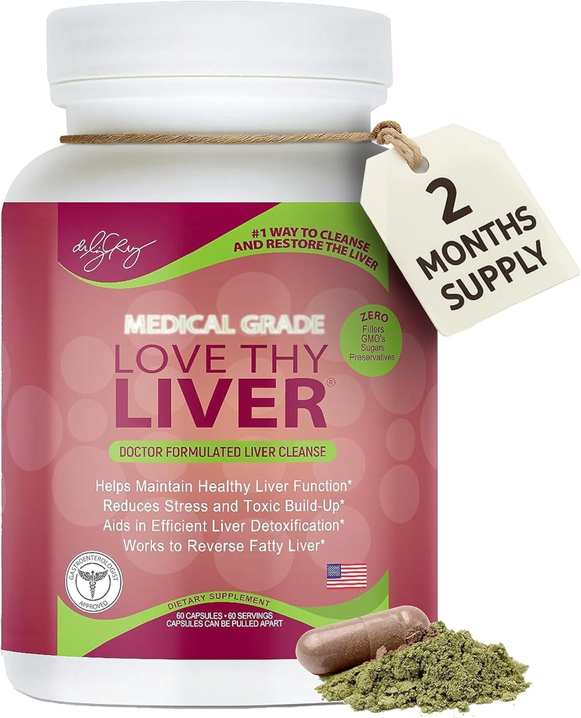 Dr. Liz Cruz Liver - Liver Cleanse Detox & Tamir, Liver Supplements with Enzymes, Herbs, & Nutritive Materials, Liver Health Supplement in Veggie Capsules, 60 Counts