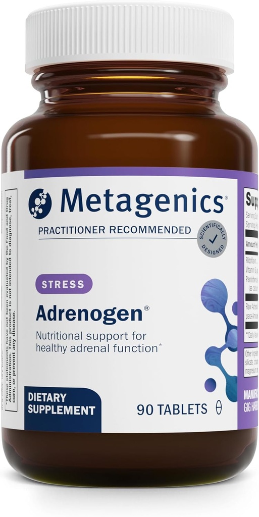 Metagenics Adrenogen - Raw Adrenal Mekanik ile Adrenal Sağlık, B Vitaminleri ve PABA Supplement - Hormon Dengesi, Enerji & Nervous System Function* - Non-GMO, Gluten-Free - 90 Tabletler