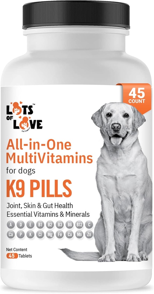 K9 Pills - Köpekler için Multivitamin - Küçük, Orta ve Büyük Köpekler için Köpek Tamam ve Vitamin (45 Kont)