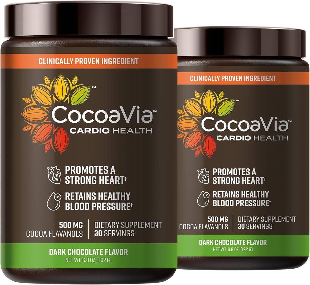CocoaVia Cardio Health Cocoa Toz, 60 Hizmet, 500 mg Cocoa Flavanols, Support Heart Health, Boost Nitric Hoffman, improve Circulation, Energy, Preworkout, Vegan, Dark Cacao