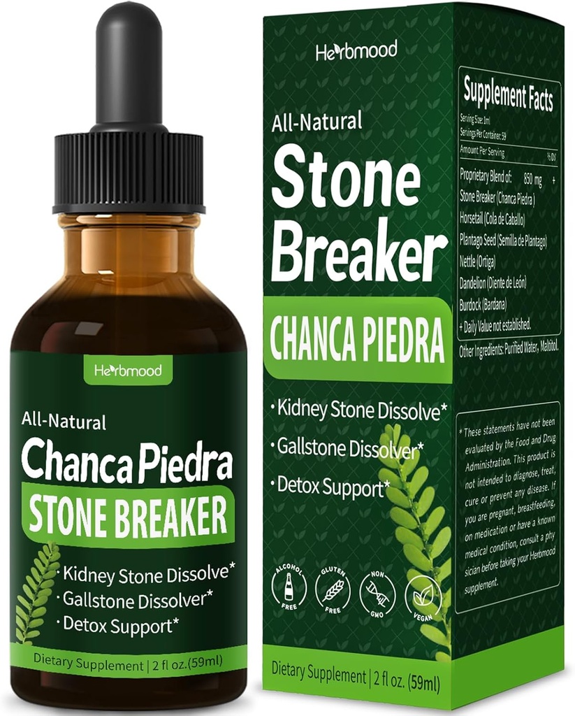 Chanca Piedra Stone Breaker Drops for Kidney Stones & Gallstone Dissolver, Εκχύλισμα Horsetail Kidney Cleanse Detox & Repair, Gota de Cola de Caballo y ChancaPiedra para Los Riñones. 2 oz