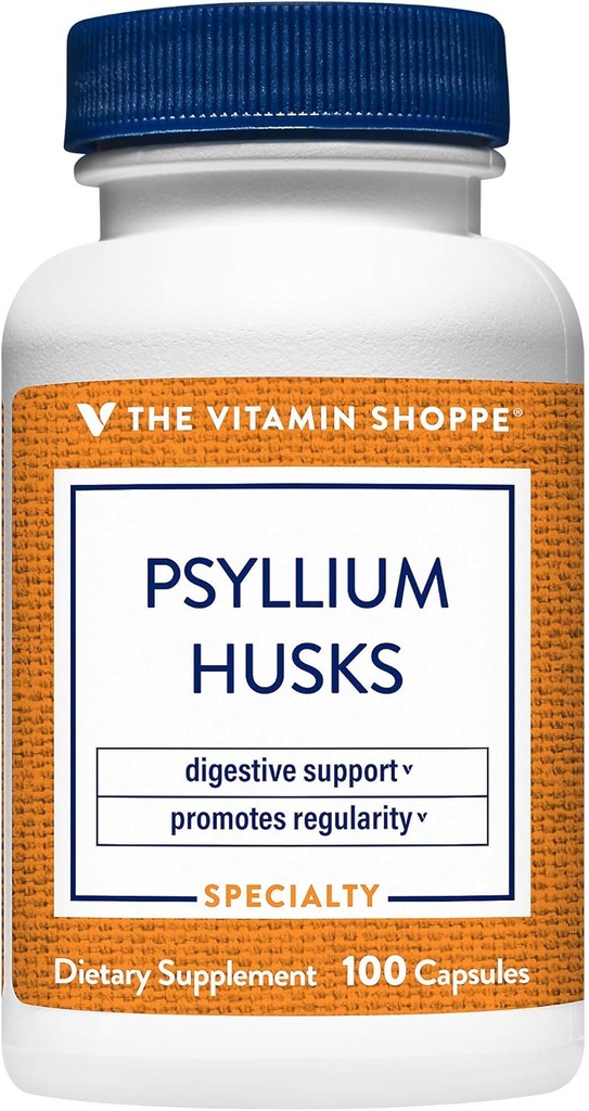 Shoppe Psyllium Husks - Plantago Ovata Fiber Supplement Bu Destekler Düzenlilik ve Sağlıklı Cholesterol, Hizmet başına 840 mg - Gluten Free (100 Capsules)