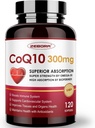 ZEBORA CoQ10-300 mg-Softgels with PQ, BioPerine & Omega-3, 120 Servisler Coenzyme Q10 (Ubiquinone) Tamam for High-Ab component, Güçlü-Antioxy, Support Heart-Health & Energy-Production