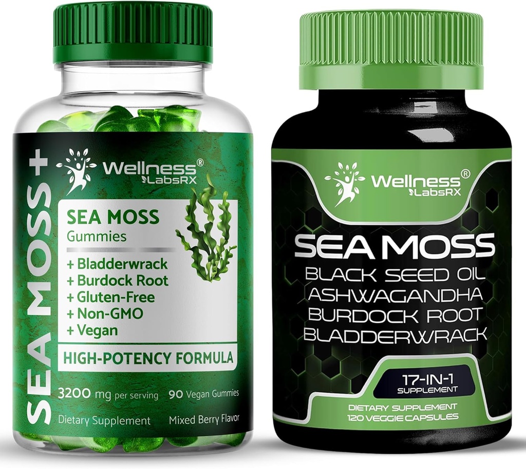 WELLNESS LABSRX Irish Sea Moss Capsules - Sea Moss Gummies 3200 mg