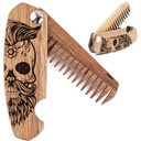 Απολαύστε το ξύλο Beard Comb για τους άνδρες, πτυσσόμενα Pocket Beard αξεσουάρ για τους άνδρες, Χαραγμένο Walnut Wooden Comb για μουστάχι, γένια & μαλλιά για τον (Half Skull)
