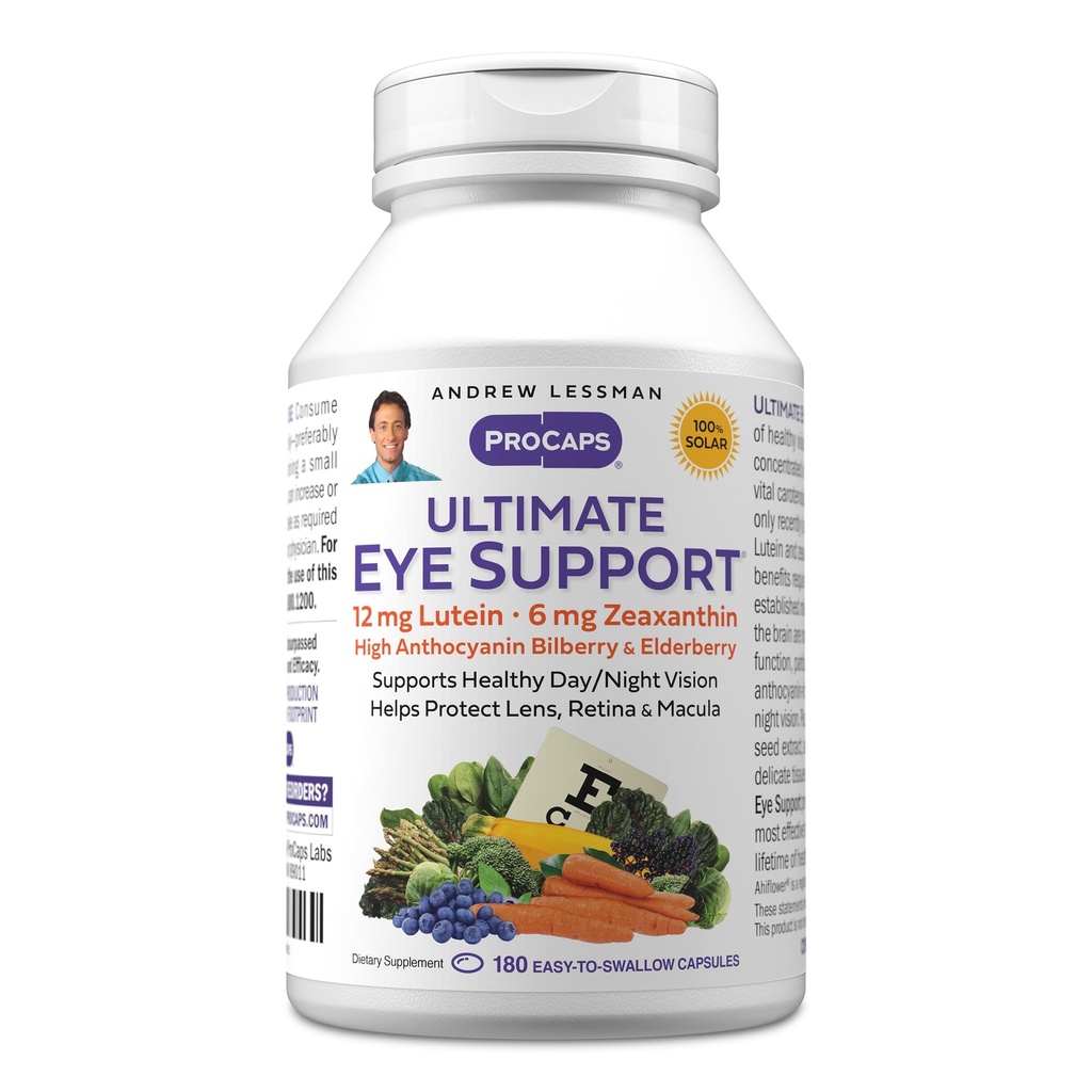 ANDREW LESSMAN Ultimate Eye Support 180 Softgels - 12 mg Lutein, 6 mg Zeaxanthin, Bilberry, Key Nutrients to Support Eye Health and Opti Health Katkı yok. Swallow Yumuşak