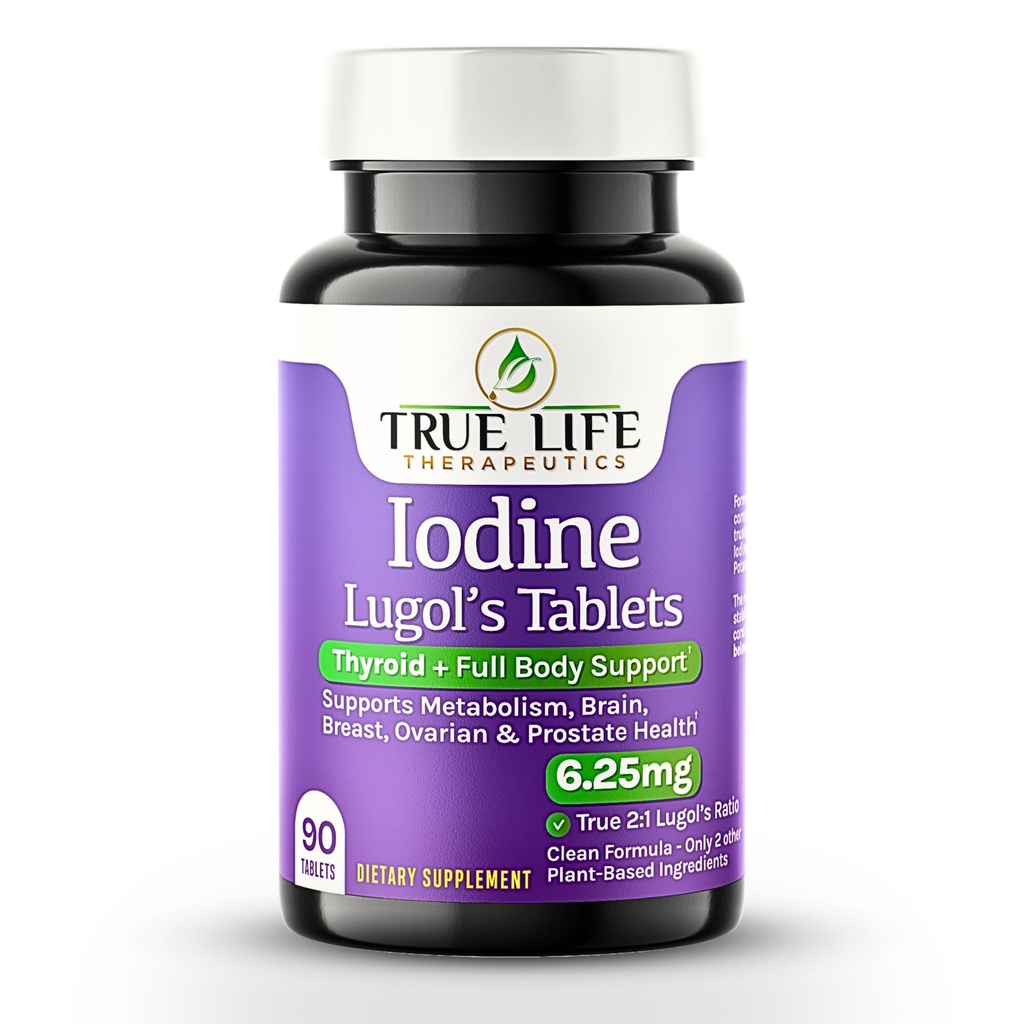 Lugol'un Iodine Tabletleri 6.25 mg - Precise-Dose Thyroid & Energy Support – No Harsh Liquid, Stable Pyum Iodide Supplement – 90 Ct, Non-GMO, No Preservatives