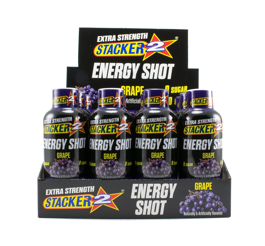 Stacker 2 Extreme Energy Shot Extra Strength, Grape, 2 Akışkan Ounce (12 paketi)